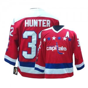 CCM Washington Capitals 32 Men's Dale Hunter Authentic Red Throwback NHL Jersey