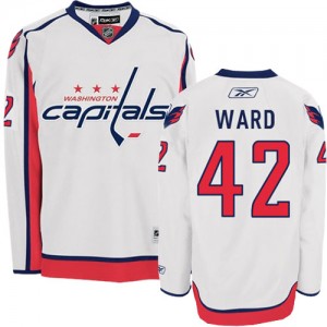 Reebok Washington Capitals 42 Men's Joel Ward Authentic White Away NHL Jersey
