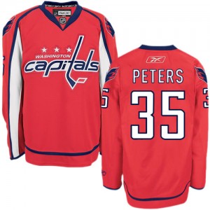 Reebok Washington Capitals 35 Men's Justin Peters Authentic Red Home NHL Jersey