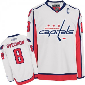 Reebok Washington Capitals 8 Men's Alex Ovechkin Authentic White Away NHL Jersey