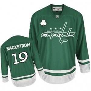 Reebok Washington Capitals 19 Youth Nicklas Backstrom Authentic Green St Patty's Day NHL Jersey