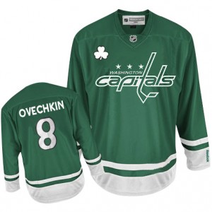 Reebok Washington Capitals 8 Youth Alex Ovechkin Authentic Green St Patty's Day NHL Jersey