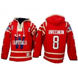 Old Time Hockey Washington Capitals 8 Men's Alex Ovechkin Authentic Red 2015 Winter Classic Sawyer Hooded Sweatshirt NHL Jersey