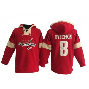Old Time Hockey Washington Capitals 8 Men's Alex Ovechkin Authentic Red Pullover Hoodie NHL Jersey