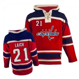Old Time Hockey Washington Capitals 21 Men's Brooks Laich Authentic Red Sawyer Hooded Sweatshirt NHL Jersey