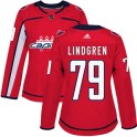 Adidas Washington Capitals Women's Charlie Lindgren Authentic Red Home NHL Jersey
