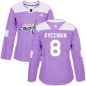 Adidas Washington Capitals Women's Alex Ovechkin Authentic Purple Fights Cancer Practice NHL Jersey