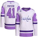Adidas Washington Capitals Youth Jeff Friesen Authentic White/Purple Hockey Fights Cancer Primegreen NHL Jersey
