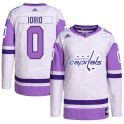 Adidas Washington Capitals Youth Vincent Iorio Authentic White/Purple Hockey Fights Cancer Primegreen NHL Jersey