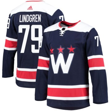 Adidas Washington Capitals Men's Charlie Lindgren Authentic Navy 2020/21 Alternate Primegreen Pro NHL Jersey