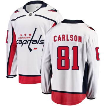 Fanatics Branded Washington Capitals Youth Adam Carlson Breakaway White Away NHL Jersey
