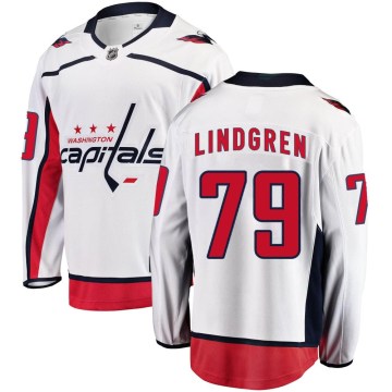 Fanatics Branded Washington Capitals Youth Charlie Lindgren Breakaway White Away NHL Jersey