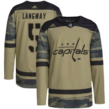 Adidas Washington Capitals Men's Rod Langway Authentic Camo Military Appreciation Practice NHL Jersey