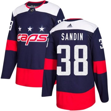 Adidas Washington Capitals Youth Rasmus Sandin Authentic Navy Blue 2018 Stadium Series NHL Jersey