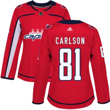 Adidas Washington Capitals Women's Adam Carlson Authentic Red Home NHL Jersey