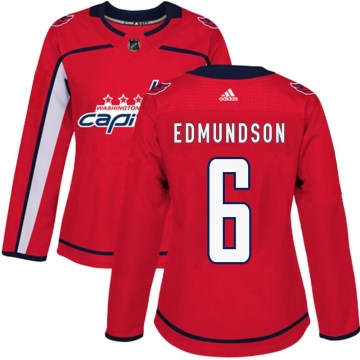 Adidas Washington Capitals Women's Joel Edmundson Authentic Red Home NHL Jersey