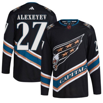 Adidas Washington Capitals Men's Alexander Alexeyev Authentic Black Reverse Retro 2.0 NHL Jersey