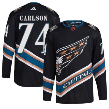 Adidas Washington Capitals Men's John Carlson Authentic Black Reverse Retro 2.0 NHL Jersey