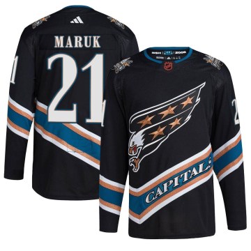 Adidas Washington Capitals Men's Dennis Maruk Authentic Black Reverse Retro 2.0 NHL Jersey
