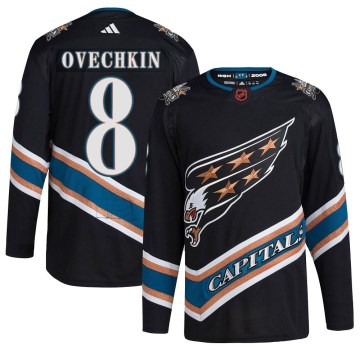 Adidas Washington Capitals Men's Alex Ovechkin Authentic Black Reverse Retro 2.0 NHL Jersey