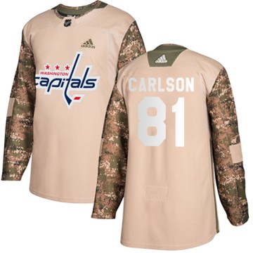 Adidas Washington Capitals Youth Adam Carlson Authentic Camo Veterans Day Practice NHL Jersey
