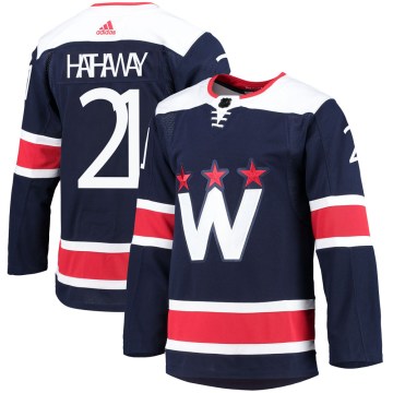 Adidas Washington Capitals Youth Garnet Hathaway Authentic Navy 2020/21 Alternate Primegreen Pro NHL Jersey