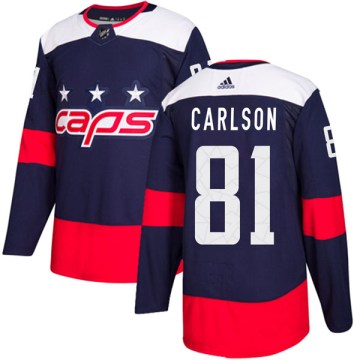 Adidas Washington Capitals Men's Adam Carlson Authentic Navy Blue 2018 Stadium Series NHL Jersey