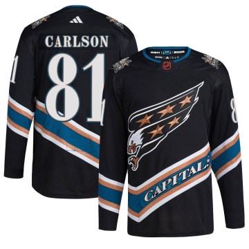 Adidas Washington Capitals Youth Adam Carlson Authentic Black Reverse Retro 2.0 NHL Jersey