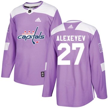 Adidas Washington Capitals Men's Alexander Alexeyev Authentic Purple Fights Cancer Practice NHL Jersey