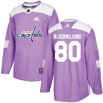 Adidas Washington Capitals Men's Garin Bjorklund Authentic Purple Fights Cancer Practice NHL Jersey