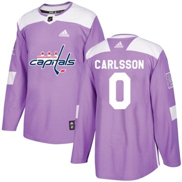 Adidas Washington Capitals Men's Gabriel Carlsson Authentic Purple Fights Cancer Practice NHL Jersey