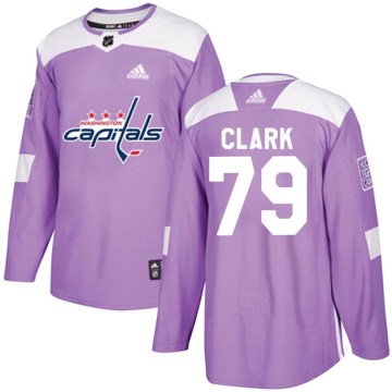 Adidas Washington Capitals Men's Chase Clark Authentic Purple Fights Cancer Practice NHL Jersey