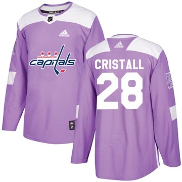 Adidas Washington Capitals Men's Andrew Cristall Authentic Purple Fights Cancer Practice NHL Jersey
