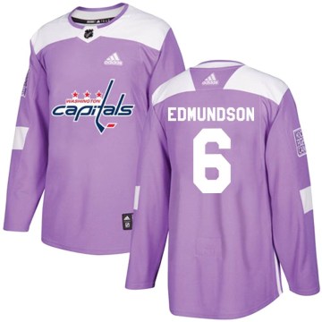 Adidas Washington Capitals Men's Joel Edmundson Authentic Purple Fights Cancer Practice NHL Jersey