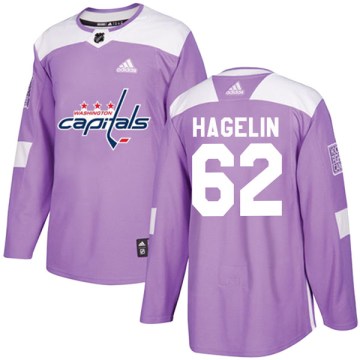 Adidas Washington Capitals Men's Carl Hagelin Authentic Purple Fights Cancer Practice NHL Jersey