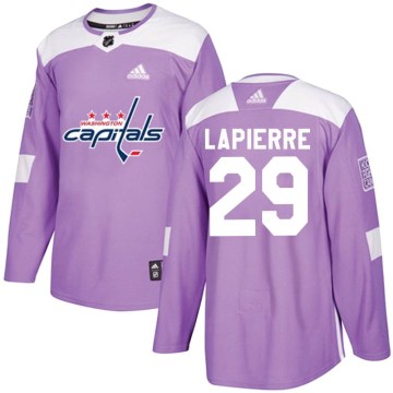 Adidas Washington Capitals Men's Hendrix Lapierre Authentic Purple Fights Cancer Practice NHL Jersey