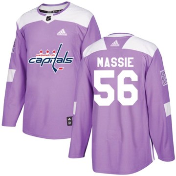 Adidas Washington Capitals Men's Jake Massie Authentic Purple Fights Cancer Practice NHL Jersey