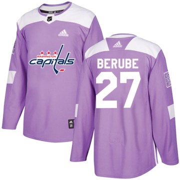 Adidas Washington Capitals Youth Craig Berube Authentic Purple Fights Cancer Practice NHL Jersey