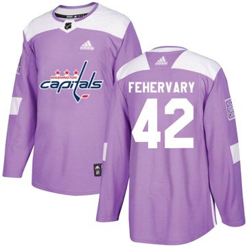 Adidas Washington Capitals Youth Martin Fehervary Authentic Purple Fights Cancer Practice NHL Jersey