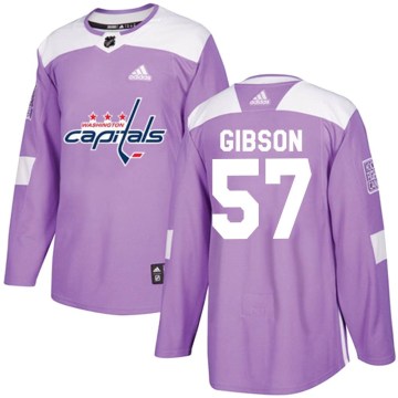 Adidas Washington Capitals Youth Mitchell Gibson Authentic Purple Fights Cancer Practice NHL Jersey