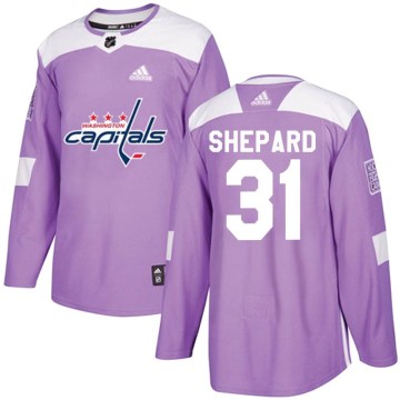 Adidas Washington Capitals Youth Hunter Shepard Authentic Purple Fights Cancer Practice NHL Jersey