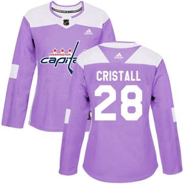 Adidas Washington Capitals Women's Andrew Cristall Authentic Purple Fights Cancer Practice NHL Jersey