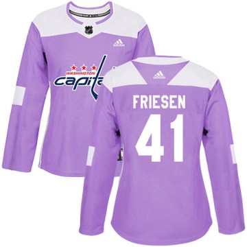 Adidas Washington Capitals Women's Jeff Friesen Authentic Purple Fights Cancer Practice NHL Jersey