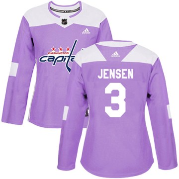 Adidas Washington Capitals Women's Nick Jensen Authentic Purple Fights Cancer Practice NHL Jersey