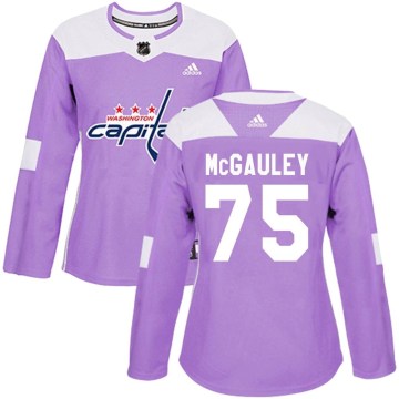 Adidas Washington Capitals Women's Tim McGauley Authentic Purple Fights Cancer Practice NHL Jersey