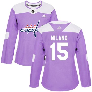 Adidas Washington Capitals Women's Sonny Milano Authentic Purple Fights Cancer Practice NHL Jersey