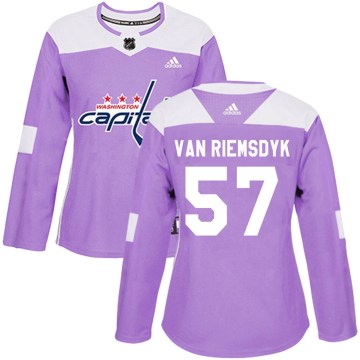Adidas Washington Capitals Women's Trevor van Riemsdyk Authentic Purple Fights Cancer Practice NHL Jersey