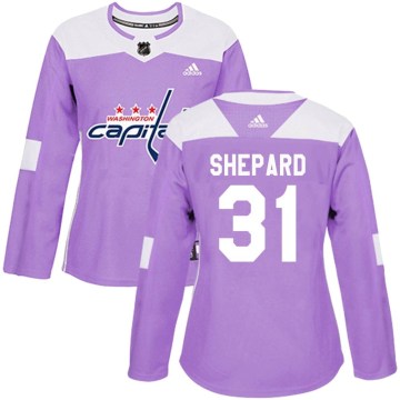 Adidas Washington Capitals Women's Hunter Shepard Authentic Purple Fights Cancer Practice NHL Jersey