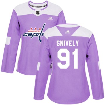 Adidas Washington Capitals Women's Joe Snively Authentic Purple Fights Cancer Practice NHL Jersey