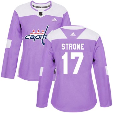 Adidas Washington Capitals Women's Dylan Strome Authentic Purple Fights Cancer Practice NHL Jersey
